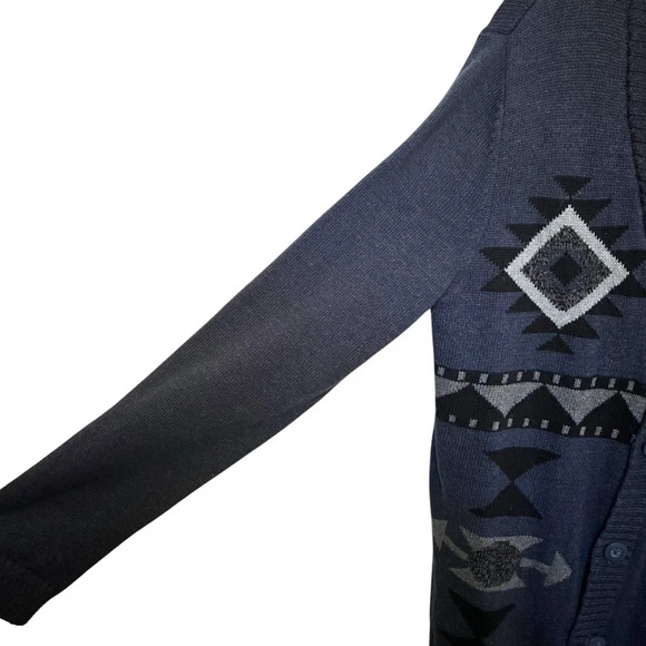 Urban Pipeline Mens Aztec Geometric Cardigan Sweater Blue Size Large - Picture 4 of 6